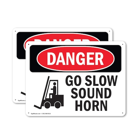 Signmission Go Slow Sound Horn, 18 in W x Rectangle, Aluminum OS-2PACK-DS-A-1218-L-1283